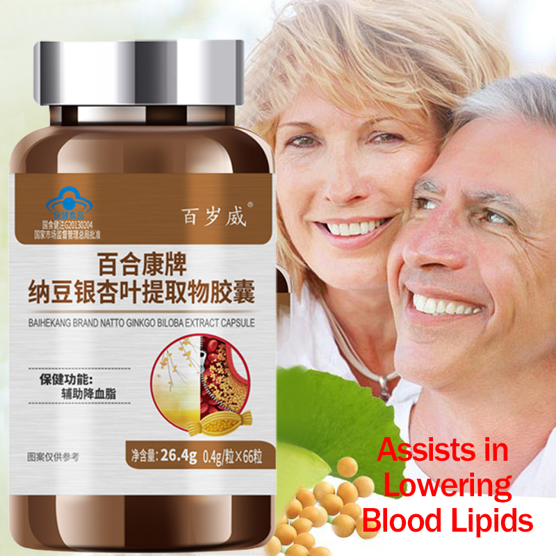 Ginkgo Biloba Extract - 健康的な血中脂質レベルをサポートする納豆イチョウ葉エキスカプセル - 66カプセル