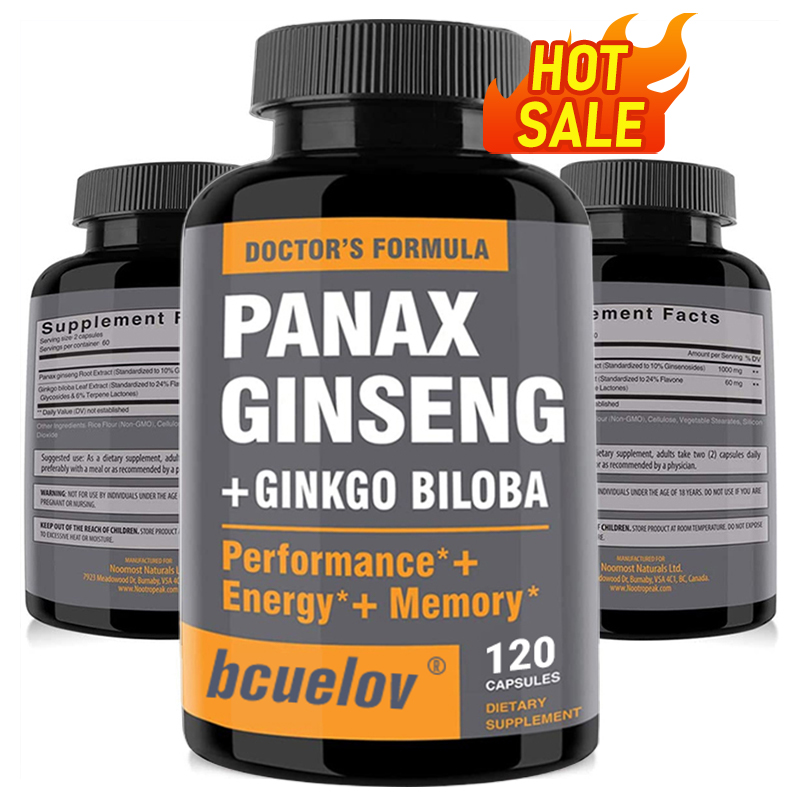 Ginkgo Biloba Extract - 高麗人参とイチョウの抽出物カプセルは、エネルギーと活力、アンチエイジング記憶、脳と視力の健康を改善するのに役立ちます