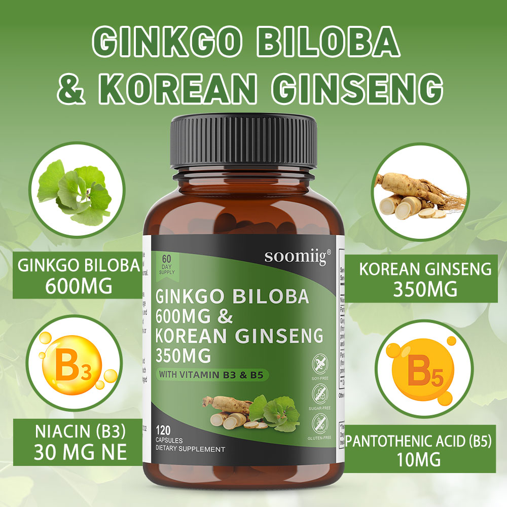イチョウ葉と高麗人参カプセル、記憶力、集中力、認知機能をサポ - Ginkgo Biloba Extract のレビューと価格