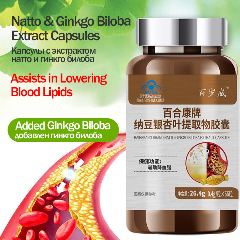 健康的な血中脂質レベルをサポートする納豆イチョウ葉エキスカプ - Ginkgo Biloba Extract のレビューと価格