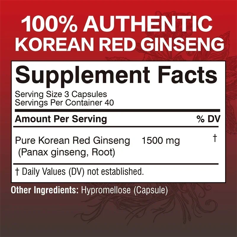 韓国産紅参カプセル - エネルギー、気分、スタミナ、パフォー - Ginkgo Biloba Extract のレビューと価格