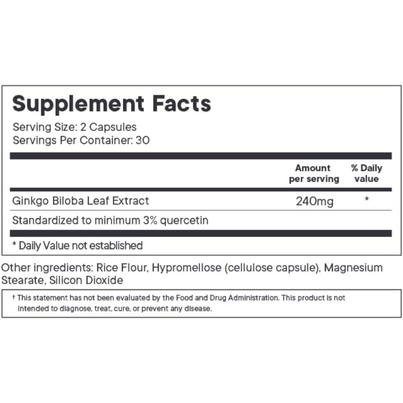 イチョウ葉エキスカプセル |   240mg 60カプセル - Ginkgo Biloba Extract のレビューと価格